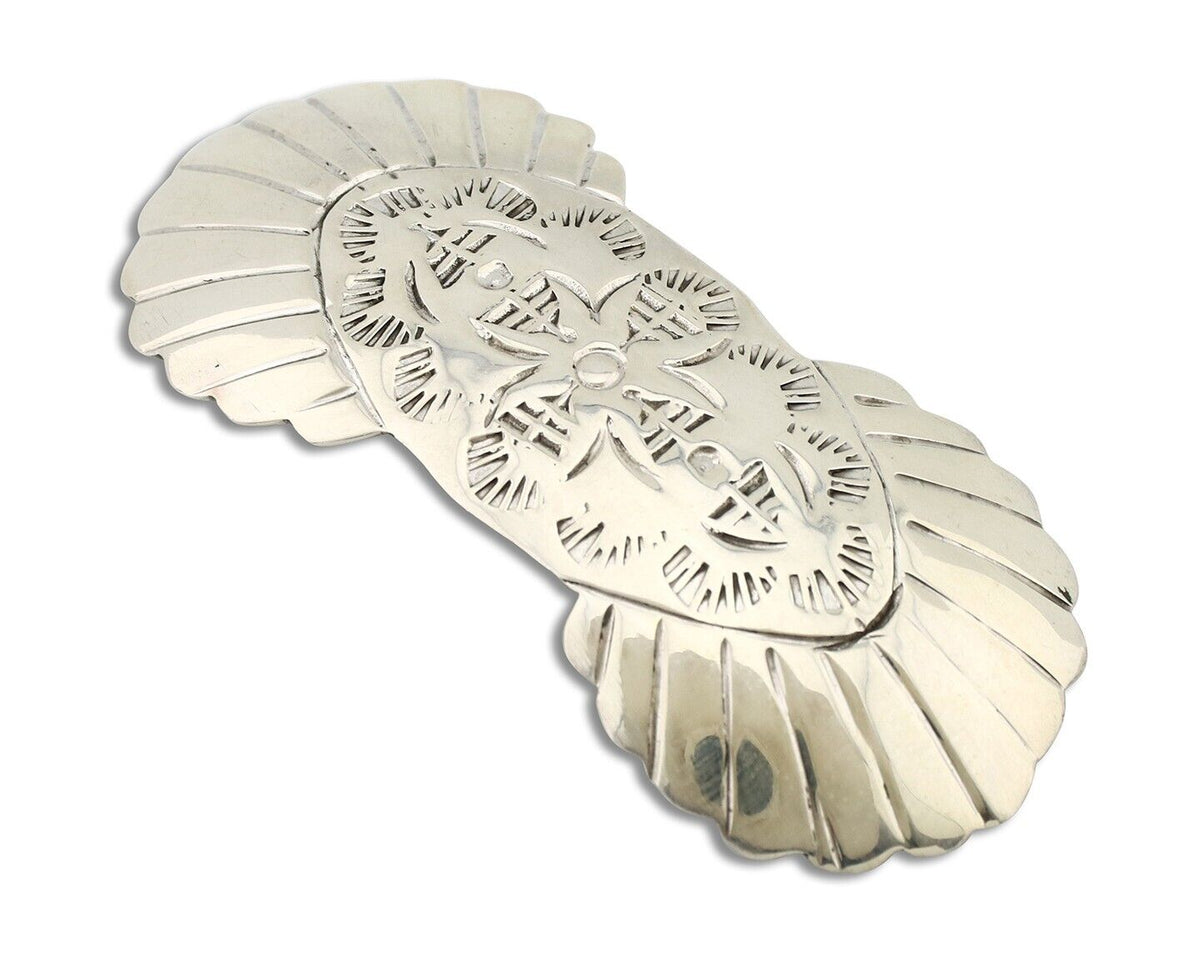 Women's Navajo Hair Clip Hand Stamped 925 Silver Artist Signed C Montoya C.80's