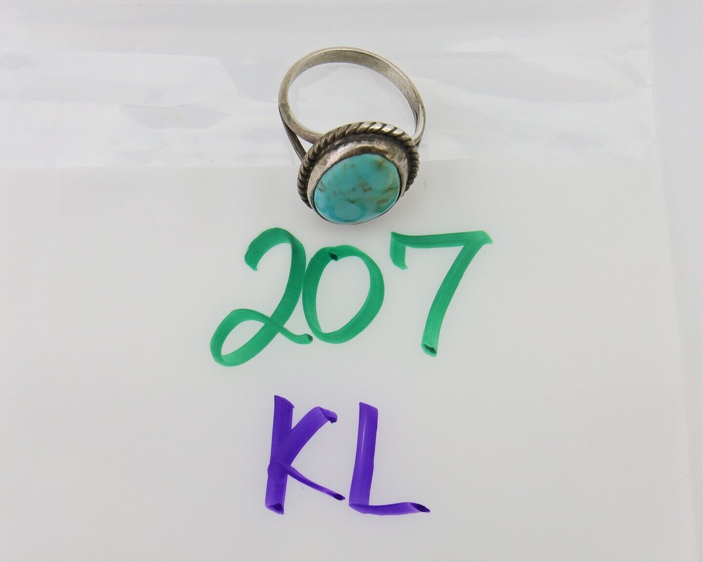 Navajo Handmade Ring 925 Silver Natural Turquoise Native Artist C.80's