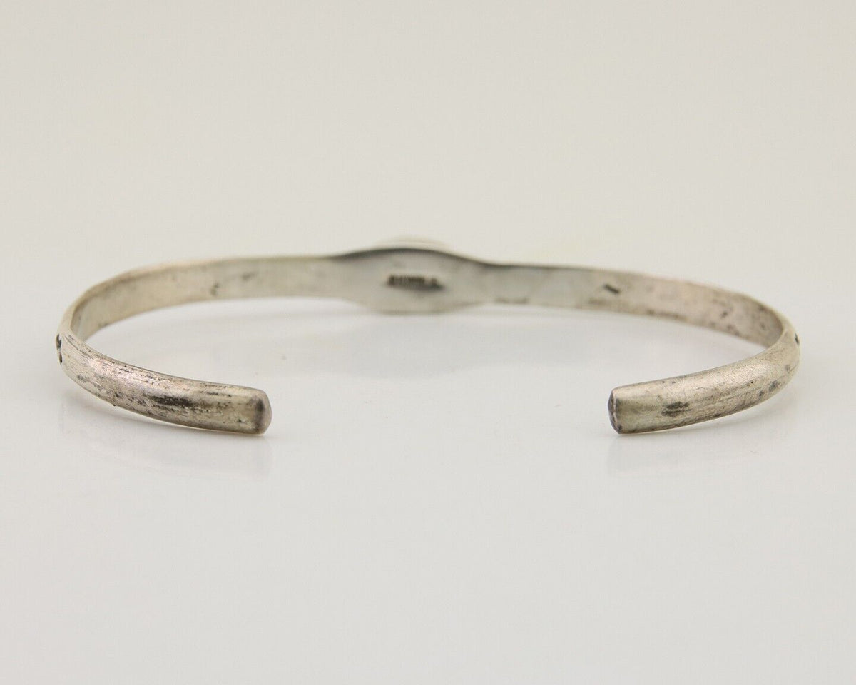 Navajo Hand Stamped Cuff Bracelet Turquoise 925 Silver Native American Artist