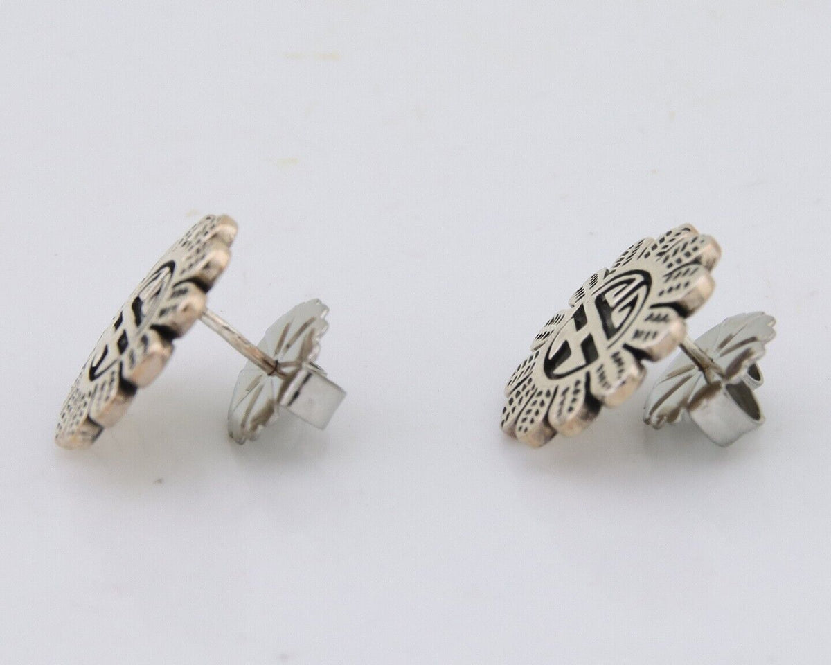 Navajo Tiwa Sun Earrings 925 Silver Native American Artist C.80's