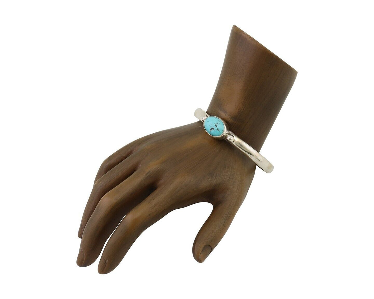 Navajo Cuff Bracelet 925 Silver Natural Blue Turquoise Native American C.80's