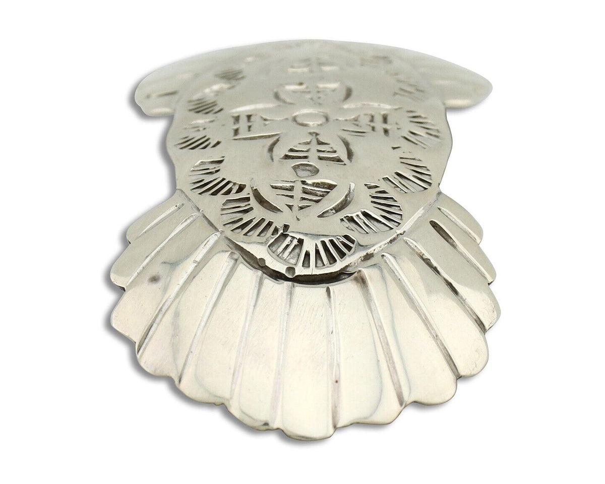 Women's Navajo Hair Clip Hand Stamped 925 Silver Artist Signed C Montoya C.80's