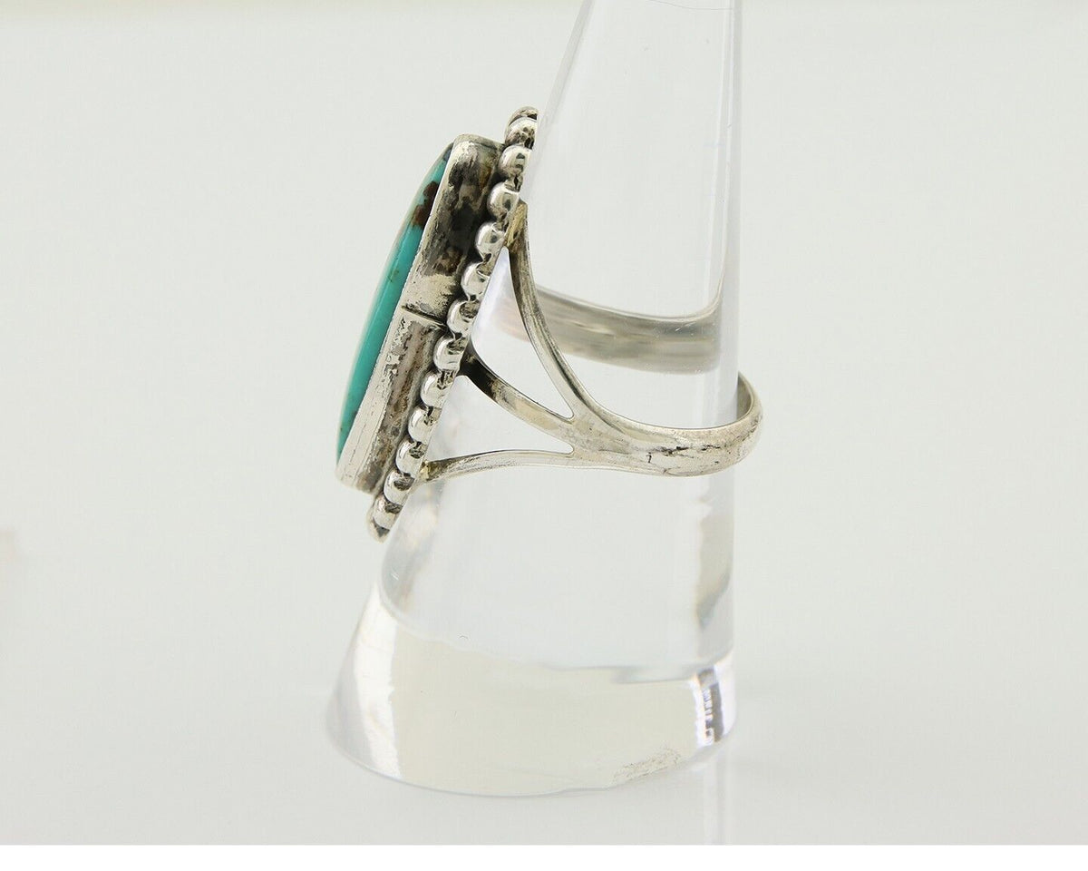 Navajo Shield Ring 925 Silver Arizona Turquoise Native Artist C.80's