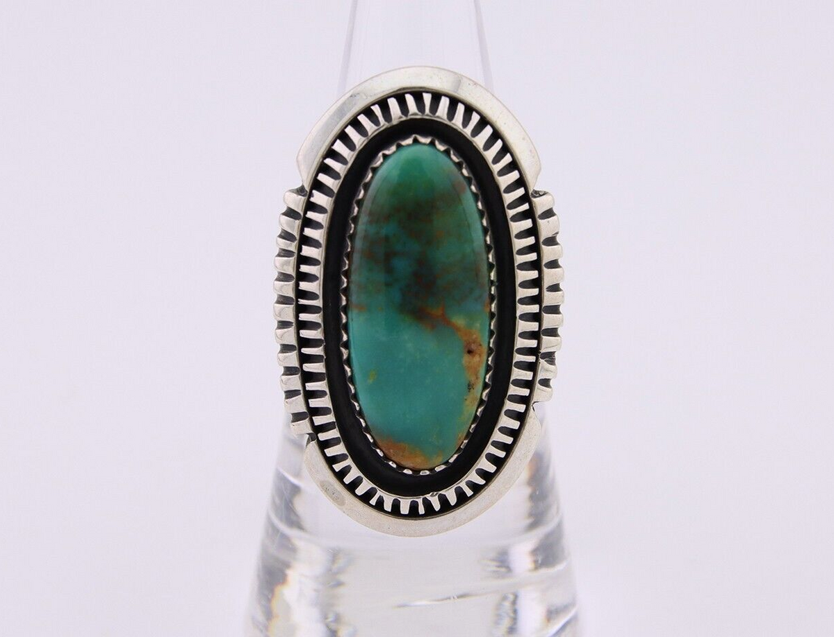 Navajo Ring 925 Silver Natural Blue Turquoise Native American Artist C.80's