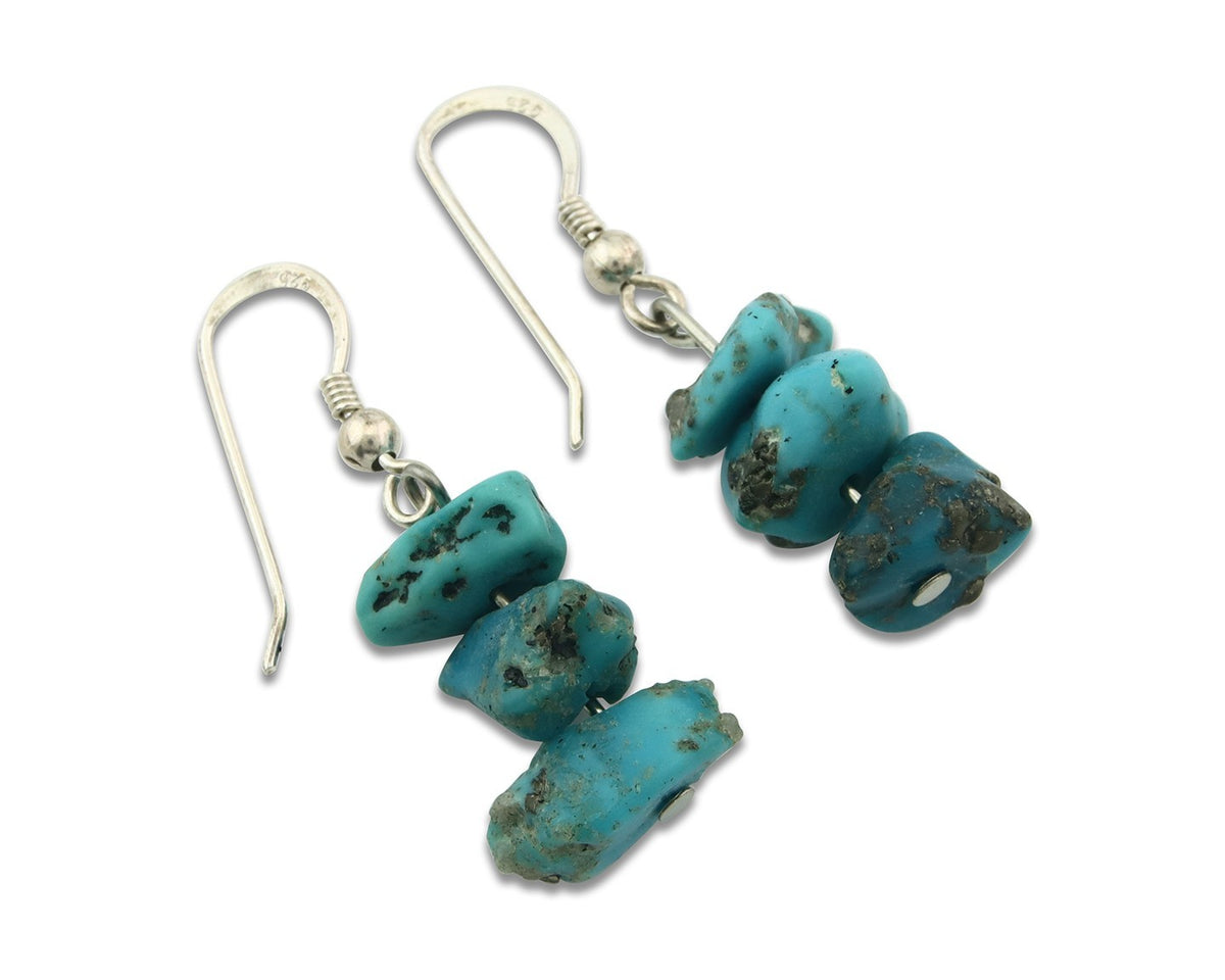 Navajo Earrings Sterling Silver Turquoise Dangle Vintage Authentic