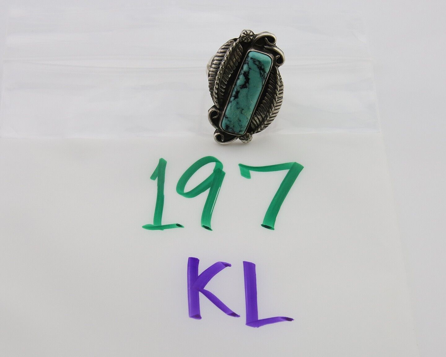 Navajo Handmade Ring 925 Silver Natural Turquoise Native Artist C.80's