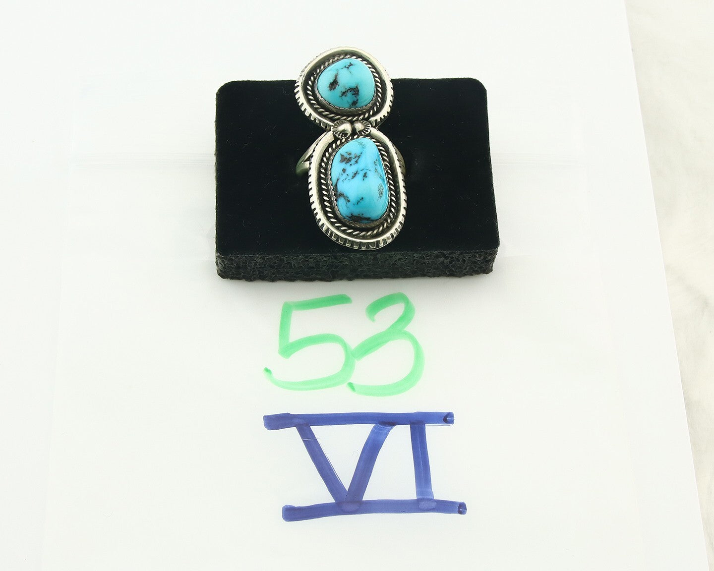 Vintage Navajo Ring Sterling Silver Authentic Turquoise Tom Willeto Size 7.75