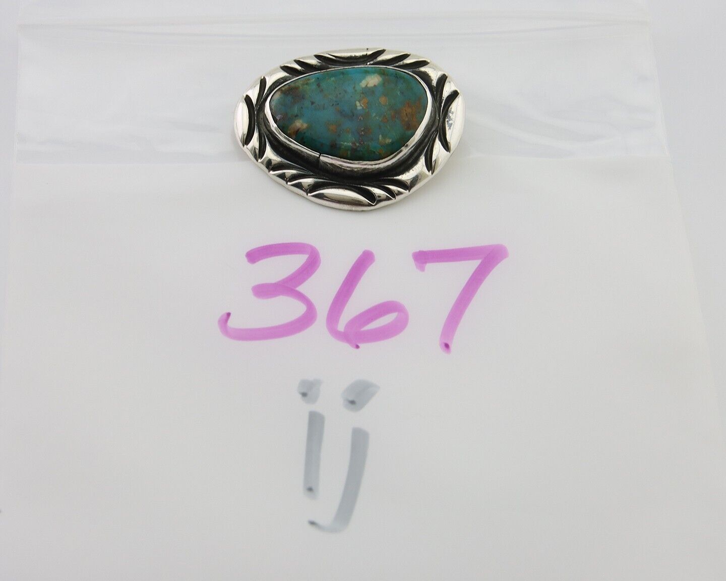 Navajo Pin 925 Silver Natural Mined Turquoise Artist Signed C Montoya C.80's