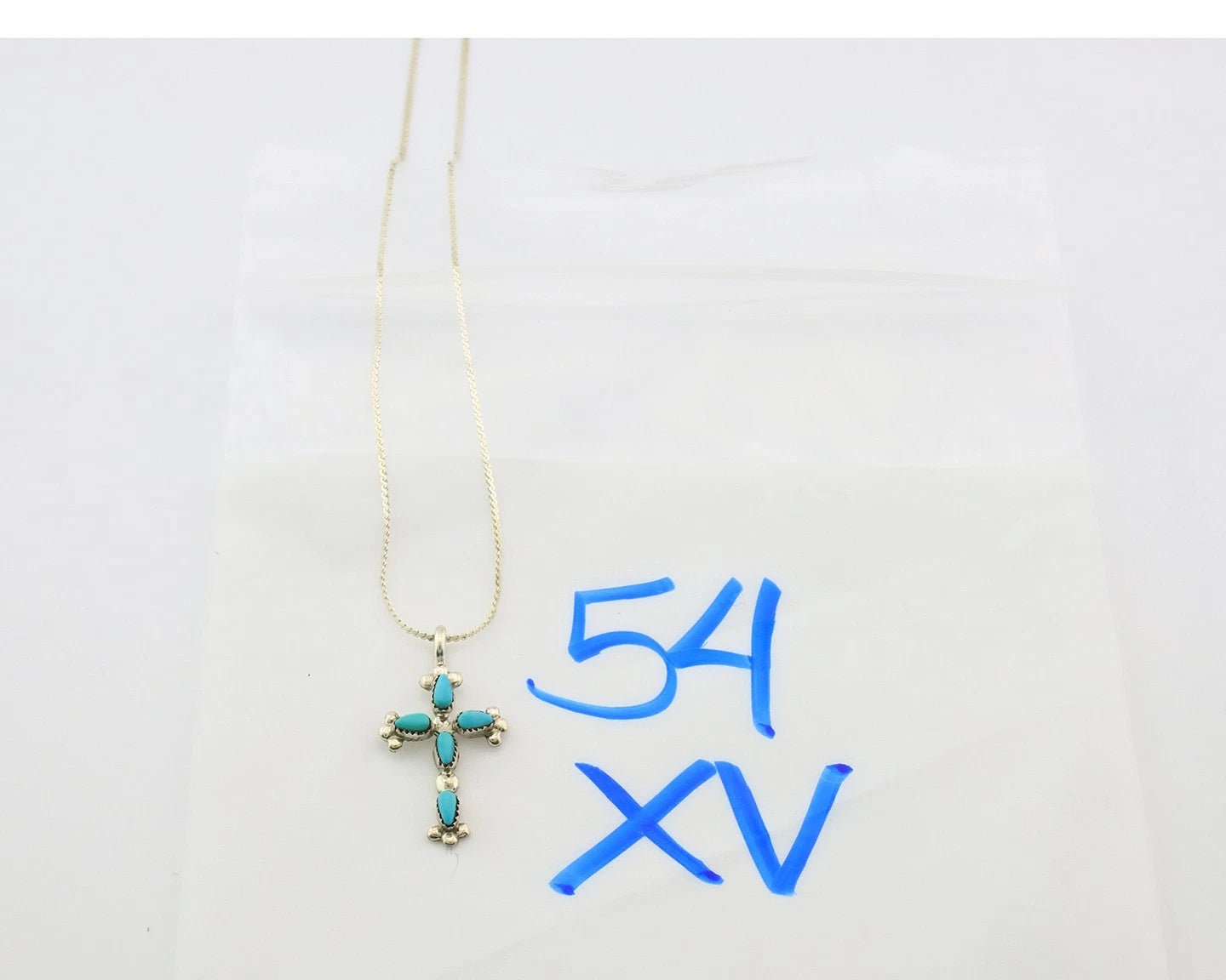 Navajo Cross Necklace Sterling Silver Blue Turquoise Vintage Handmade