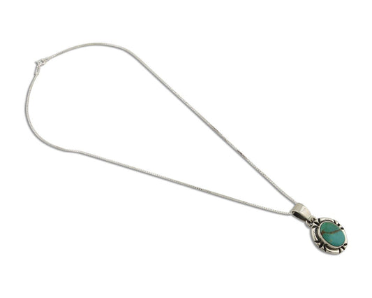 Navajo Necklace 925 Silver Arizona Turquoise Handmade Signed Gecko C.90's