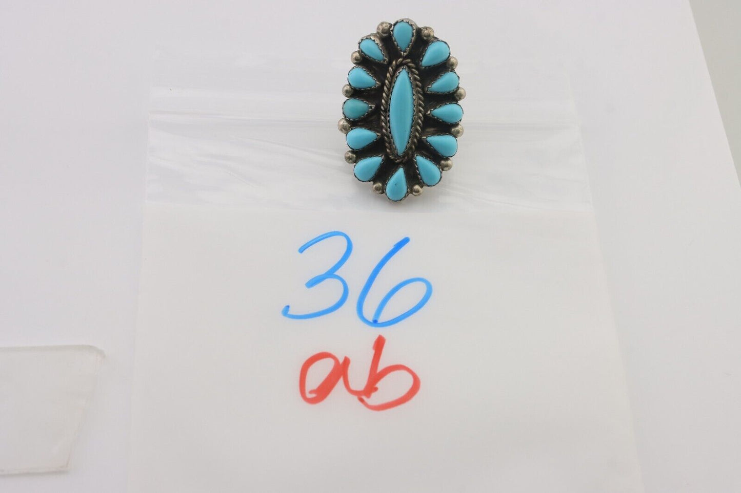 Navajo Ring 925 Silver Natural Blue Turquoise Native Artist Signed CL C.80's