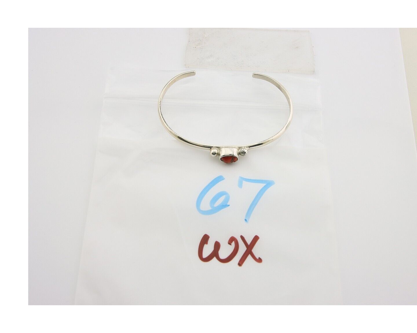 Navajo Bracelet .925 Silver Natural Red Coral Cuff Native American Artist C.80's