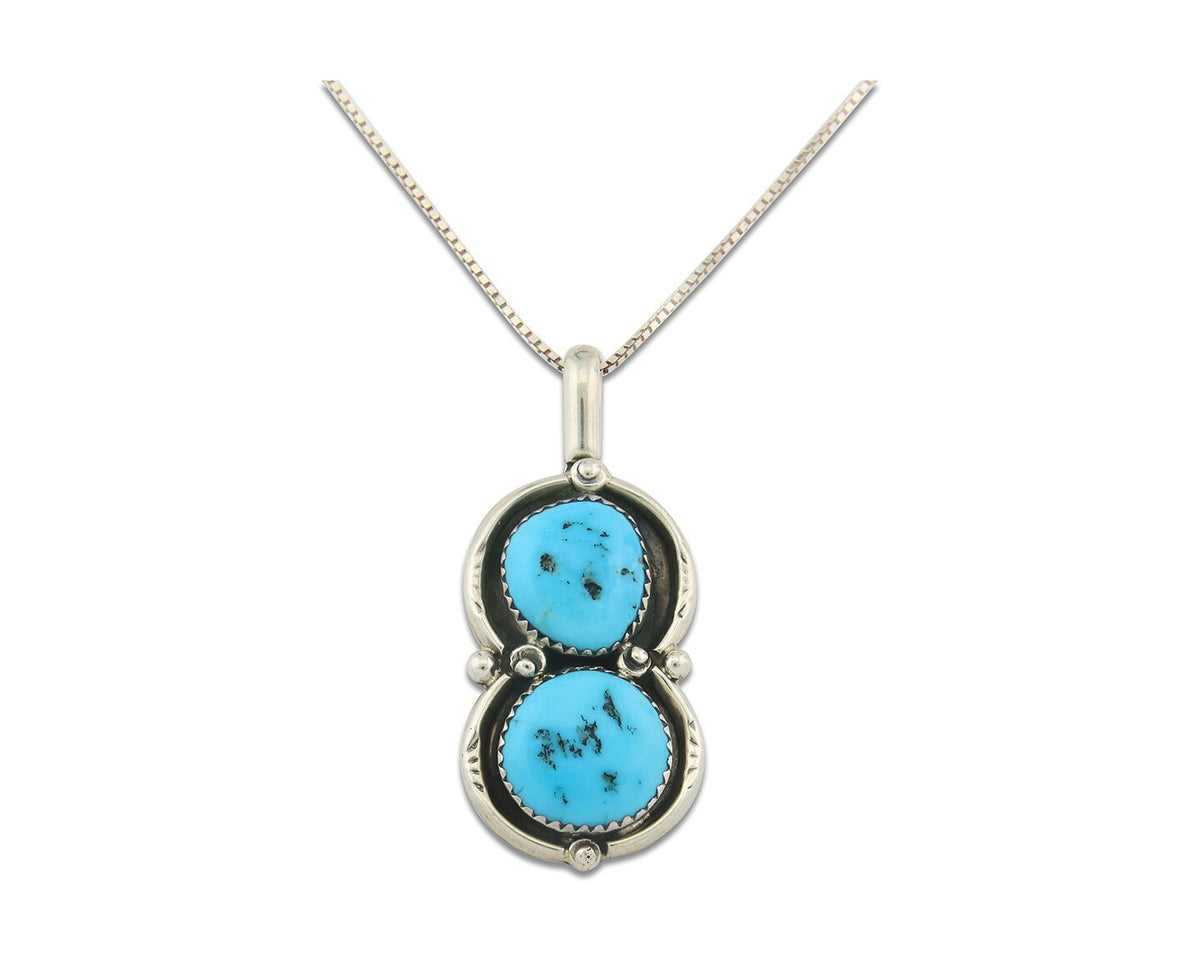 Navajo Sterling Silver Necklace Authentic Turquoise Vintage Handmade
