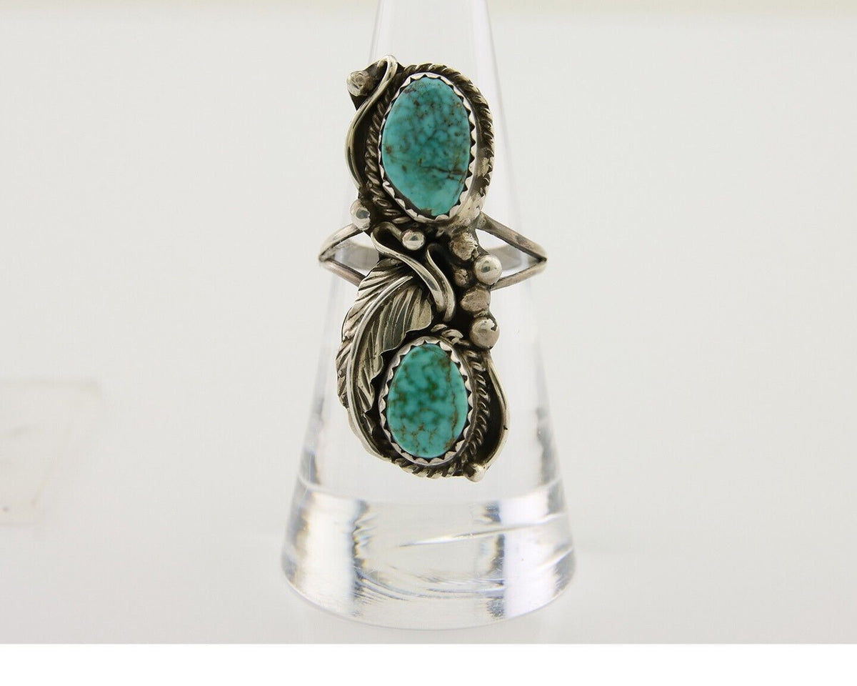 Navajo Ring 925 Silver Natural Blue Turquoise Native American Artist C.80's