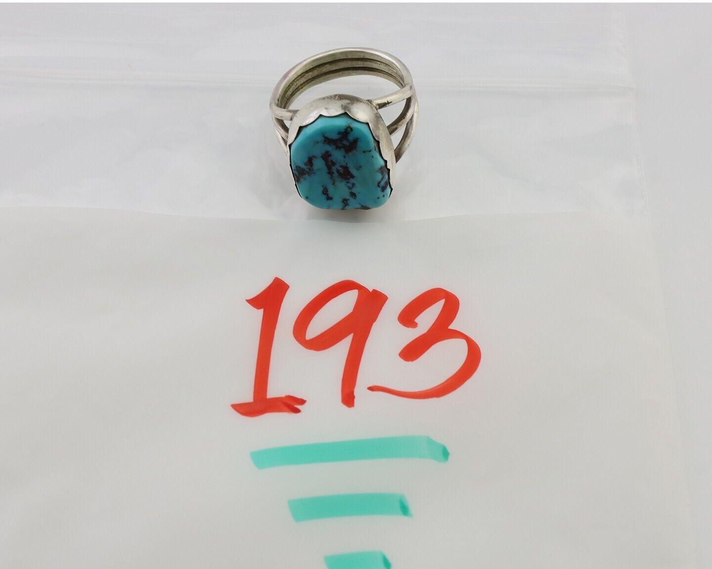 Navajo Ring 925 Silver Natural Blue Turquoise Signed Tony Guerro C.80's