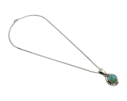 Navajo Necklace 925 Silver Arizona Turquoise Handmade Signed Gecko C.90's
