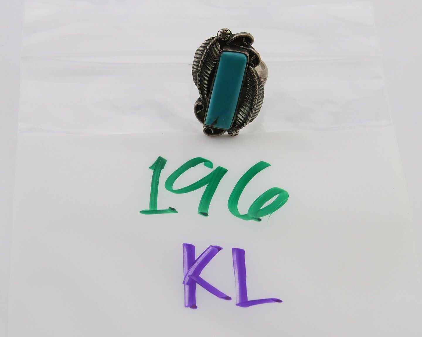 Navajo Handmade Ring 925 Silver Natural Turquoise Native Artist C.80's