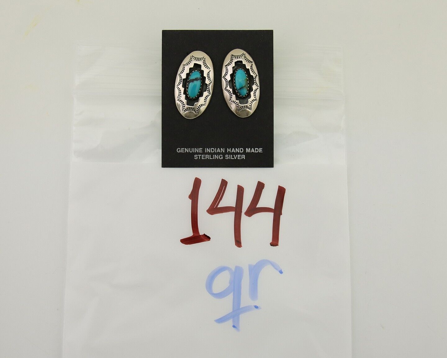 Navajo Dangle Earrings 925 Silver Natural Blue Turquoise Artist Signed P C.80's