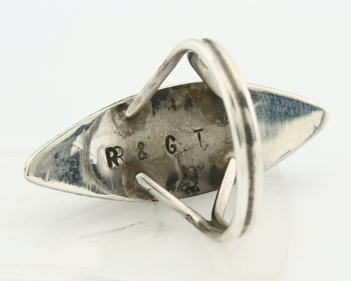 Vintage Zuni Ring 925 Sterling Silver Natural Gemstone Signed R & GT Size 7.0