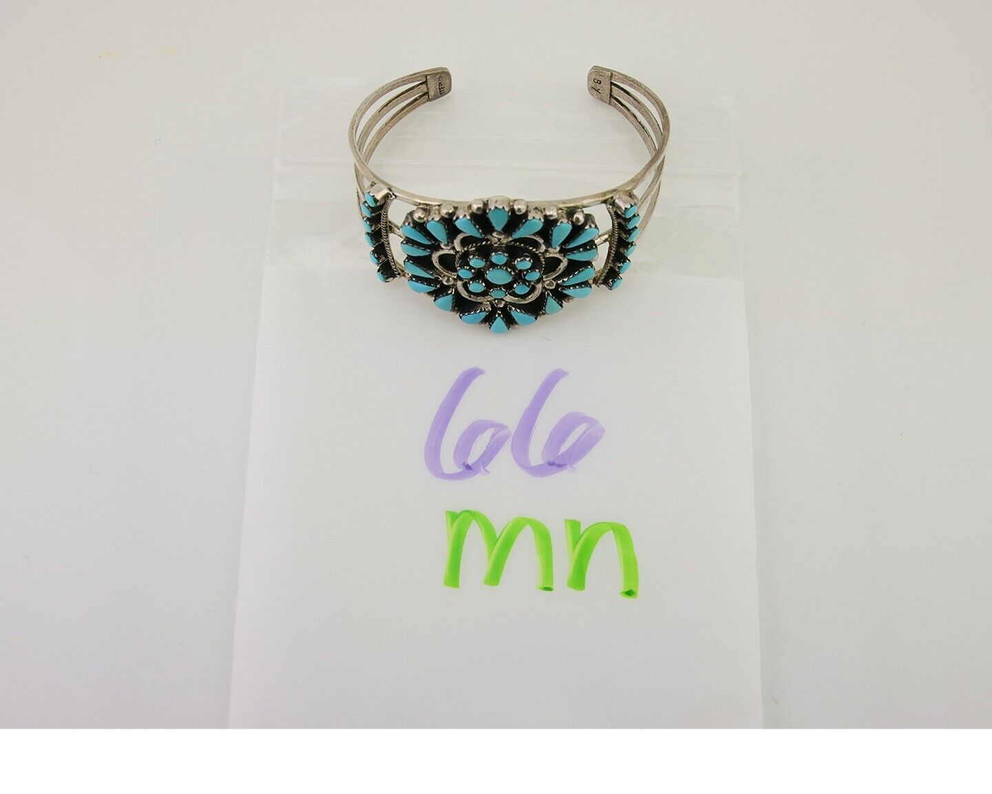 Men Navajo Bracelet 925 Silver Natural Blue Turquoise Signed Benson Yazzie C80s