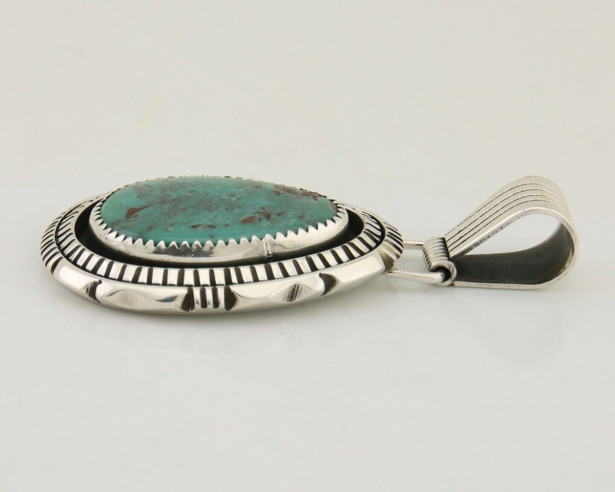 Navajo Pendant 925 Silver Natural Turquoise Artist Signed Lidia Begay C.80's