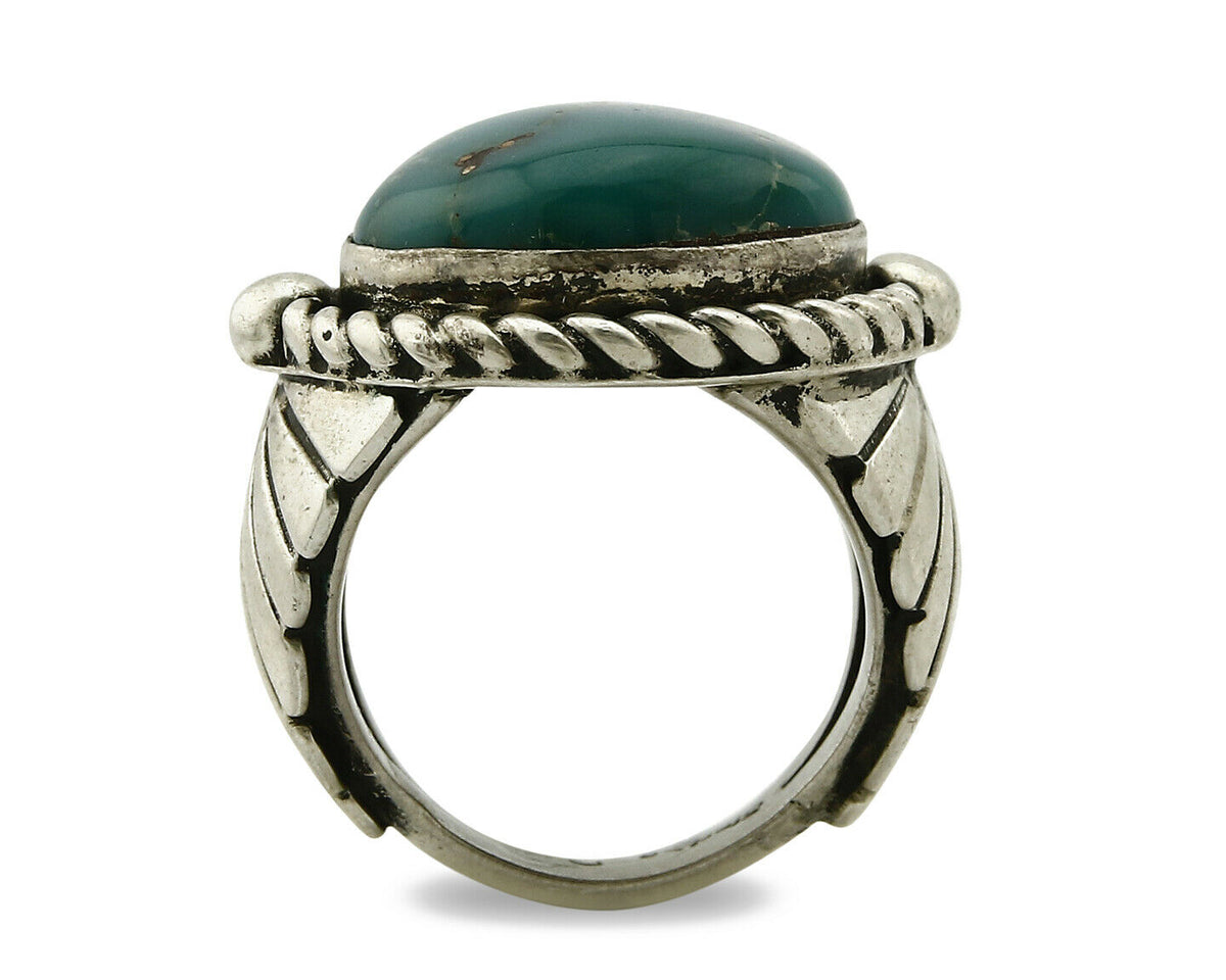 Navajo Ring .925 SOLID Silver Blue Gem Turquoise Signed Doug Zachary C.80's