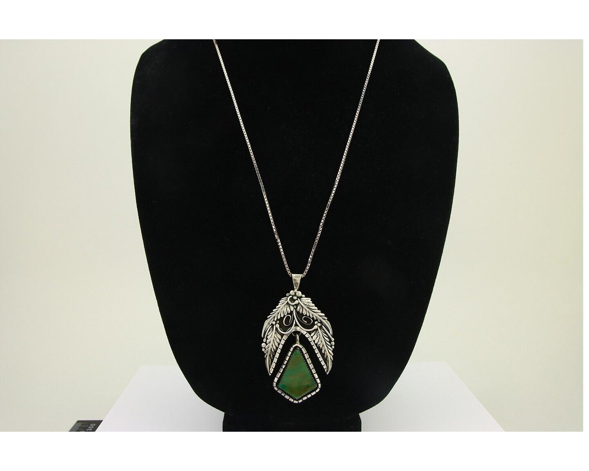Navajo Necklace 925 Silver Royston Turquoise Artist Signed MN C.80's