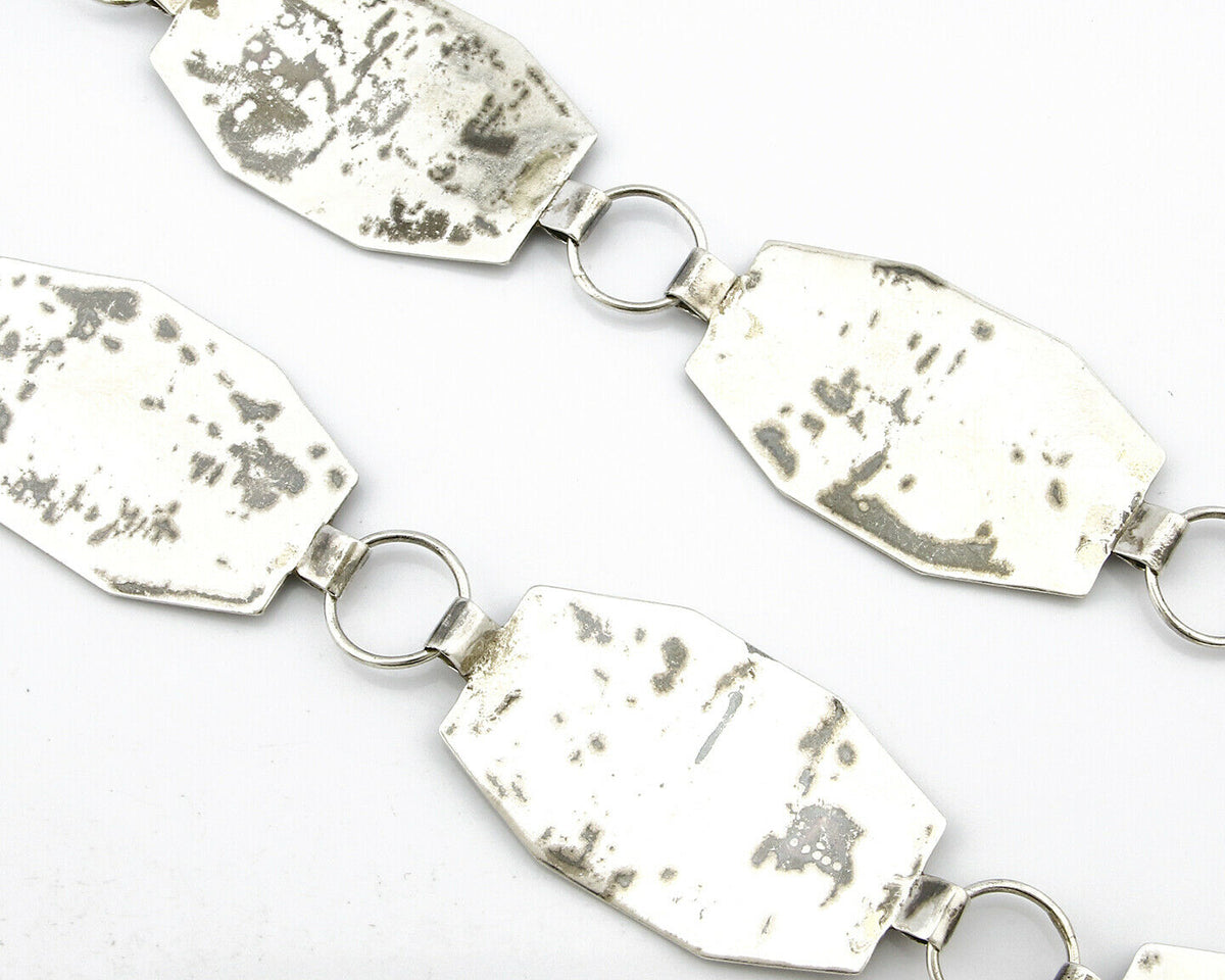 Navajo Concho Belt .925 Silver Pictograph Overlay Signed LE C.1980's