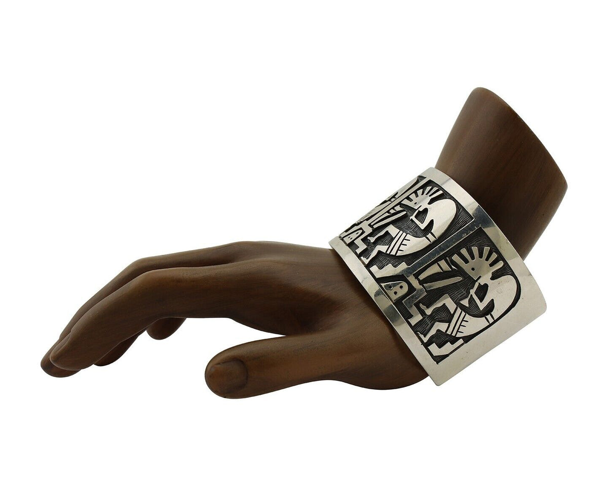 Navajo Kokopelli Bracelet 925 Silver Native American Artist Handmade C.80's