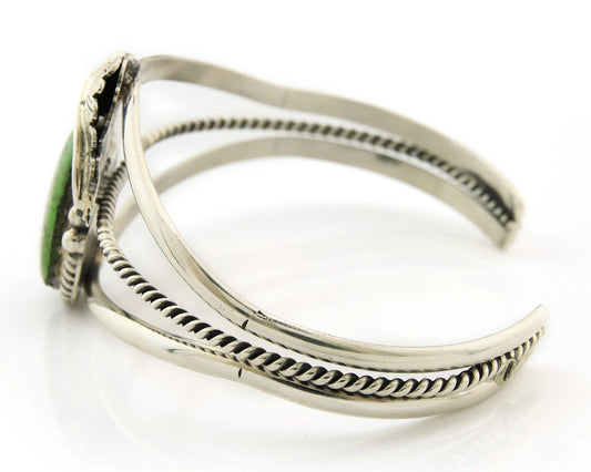 Navajo Cuff Bracelet Sterling Silver Green Turquoise Vintage
