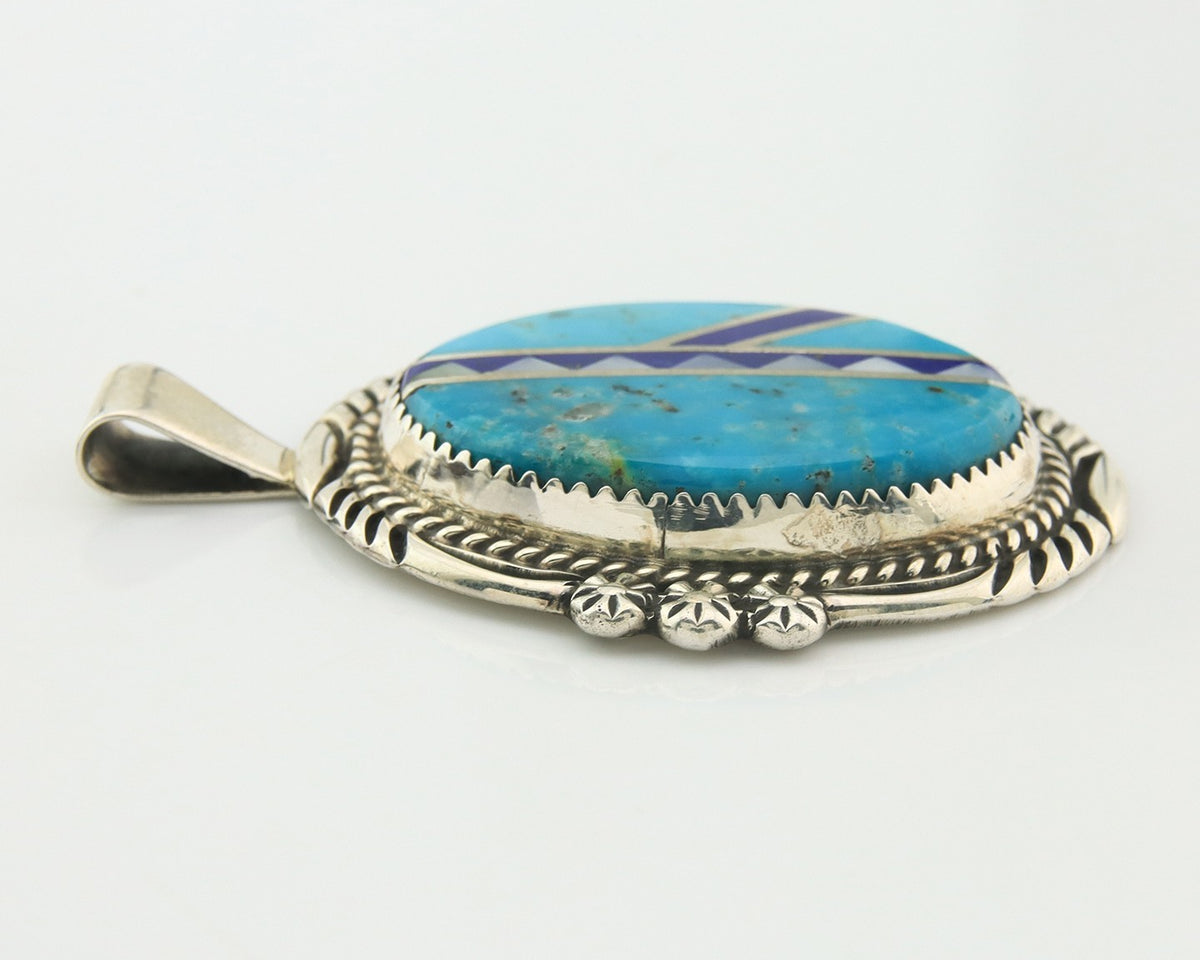 Navajo Pendant Sterling Silver Natural Gemstone Vintage Authentic Signed M Begay