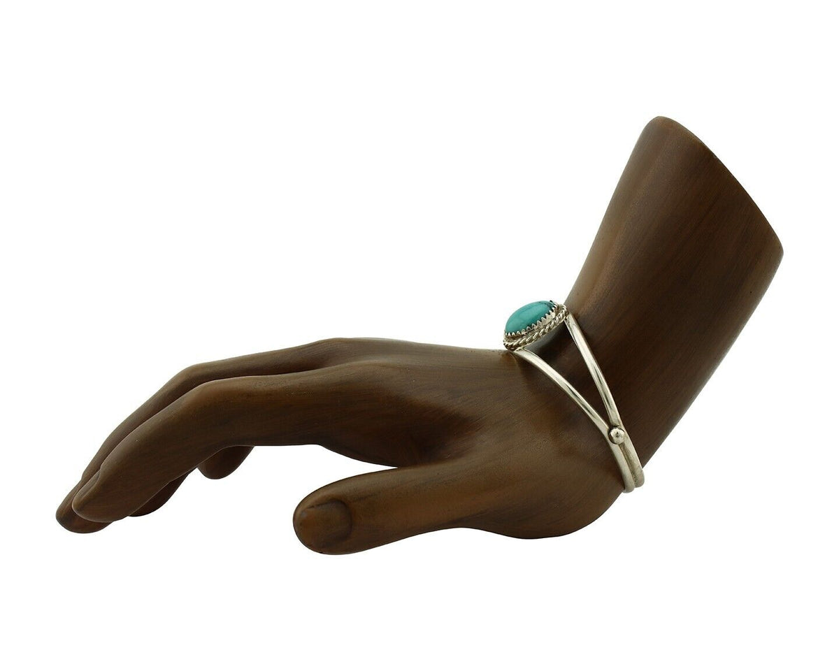 Navajo Bracelet 925 Silver Sleeping Beauty Turquoise Native Artist C.80's