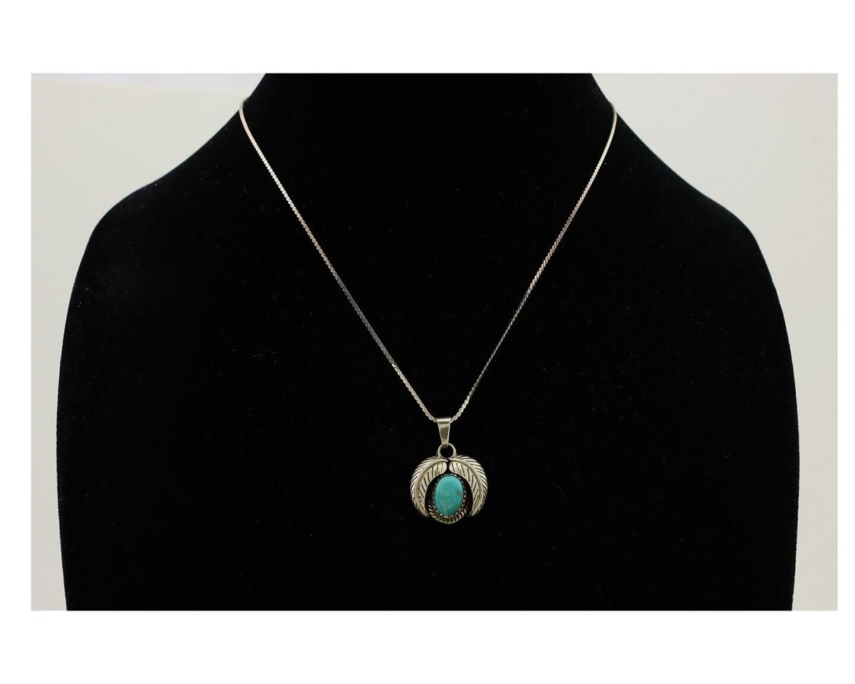 Navajo Turquoise Necklace 925 Silver Native American Artist C.80's