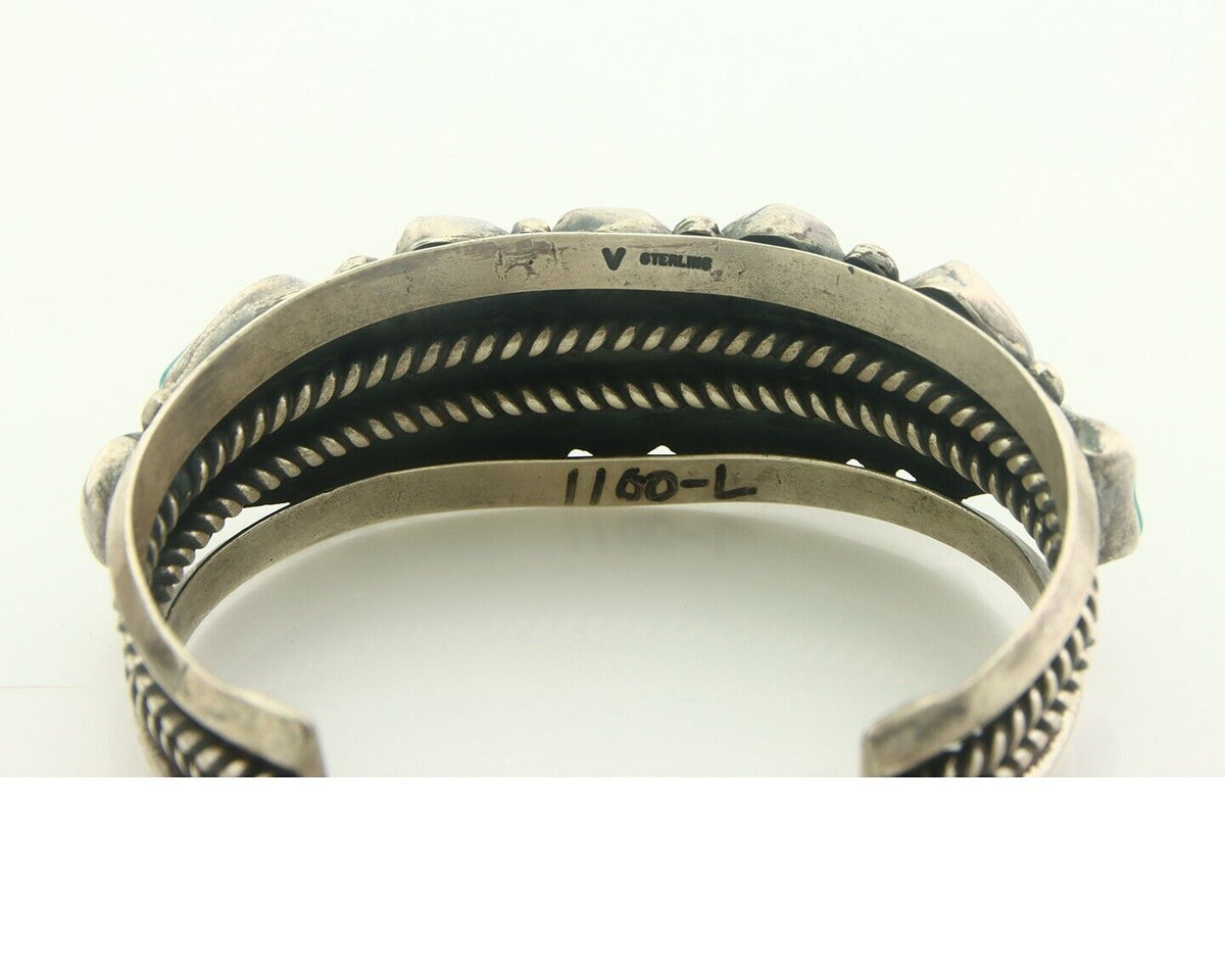 Men Navajo Bracelet 925 Silver Turquoise Cuff Signed Verdy Jake C.80's