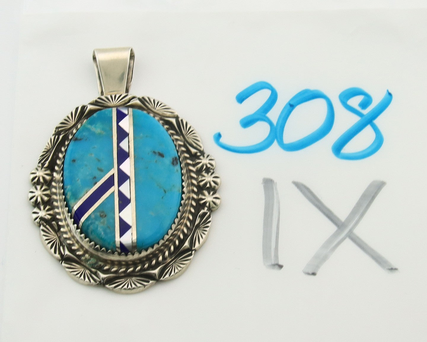 Navajo Pendant Sterling Silver Natural Gemstone Vintage Authentic Signed M Begay