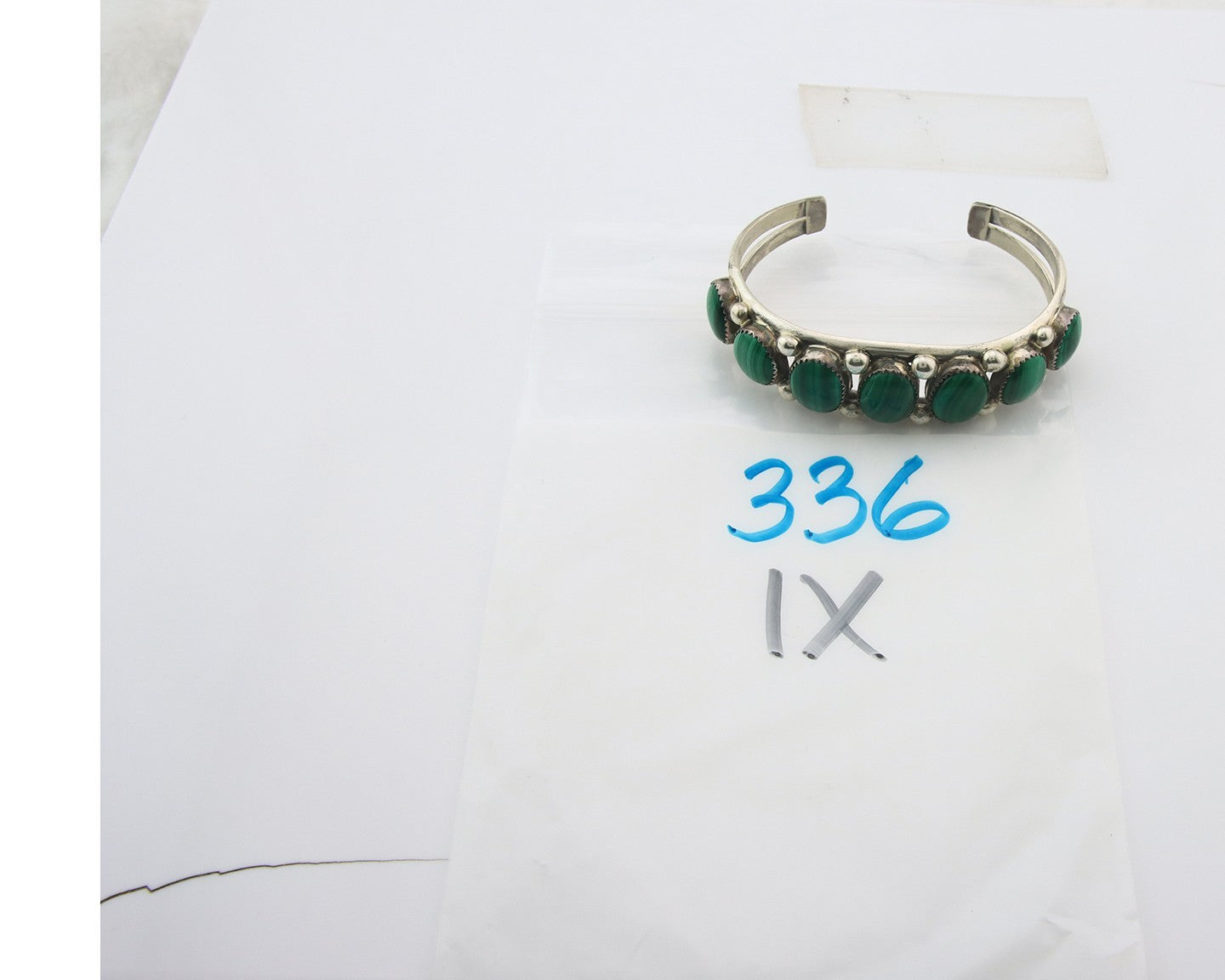 Navajo Cuff Bracelet Sterling Silver Natural Malachite Vintage Signed Pat Yazzie