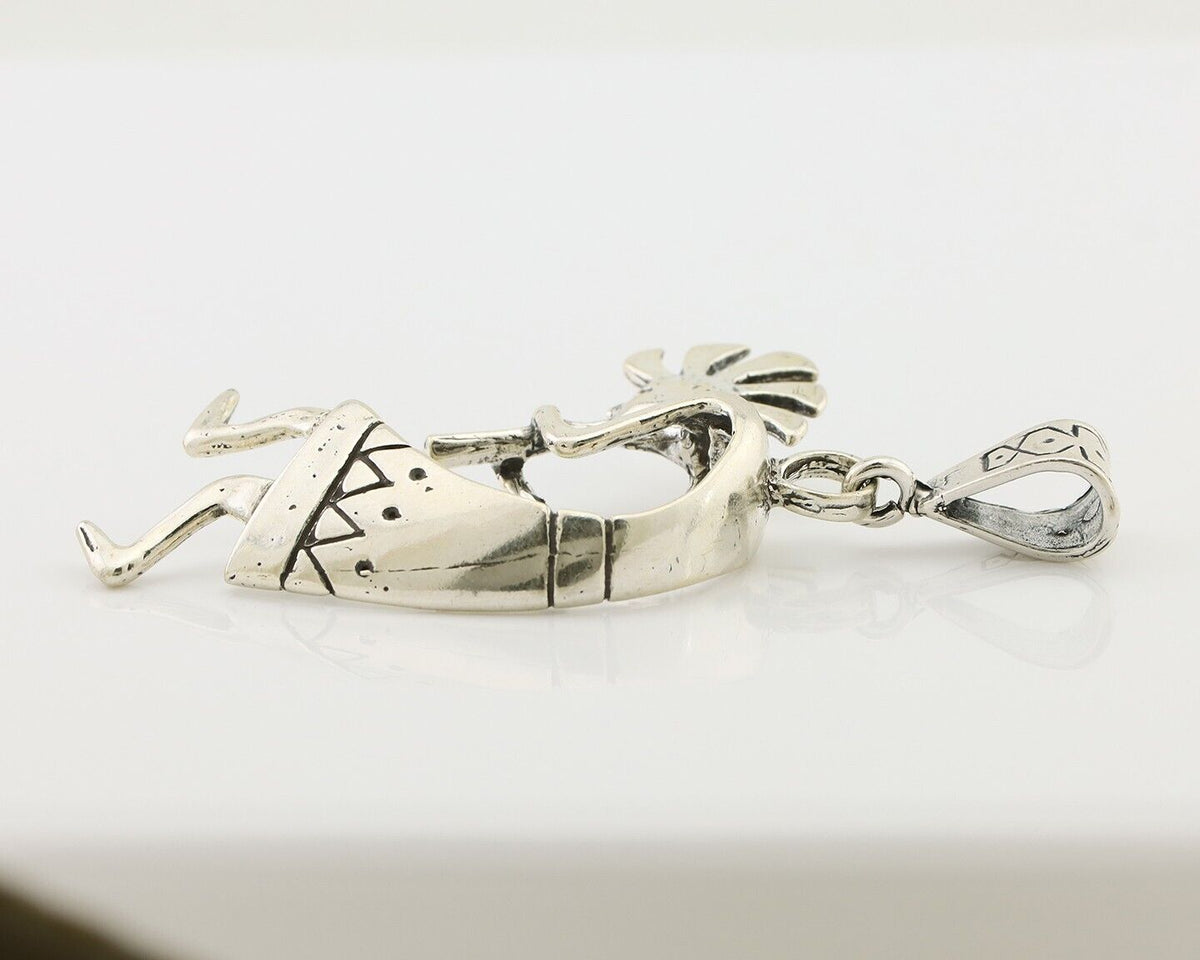 Navajo Kokopelli Pendant 925 Sterling Silver Artist Signed Masha C.80's