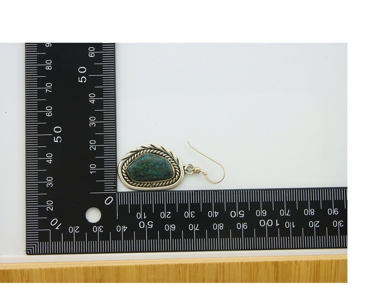 Navajo Earrings 925 Silver Natural Turquoise Artist Signed Sunwest C.80's