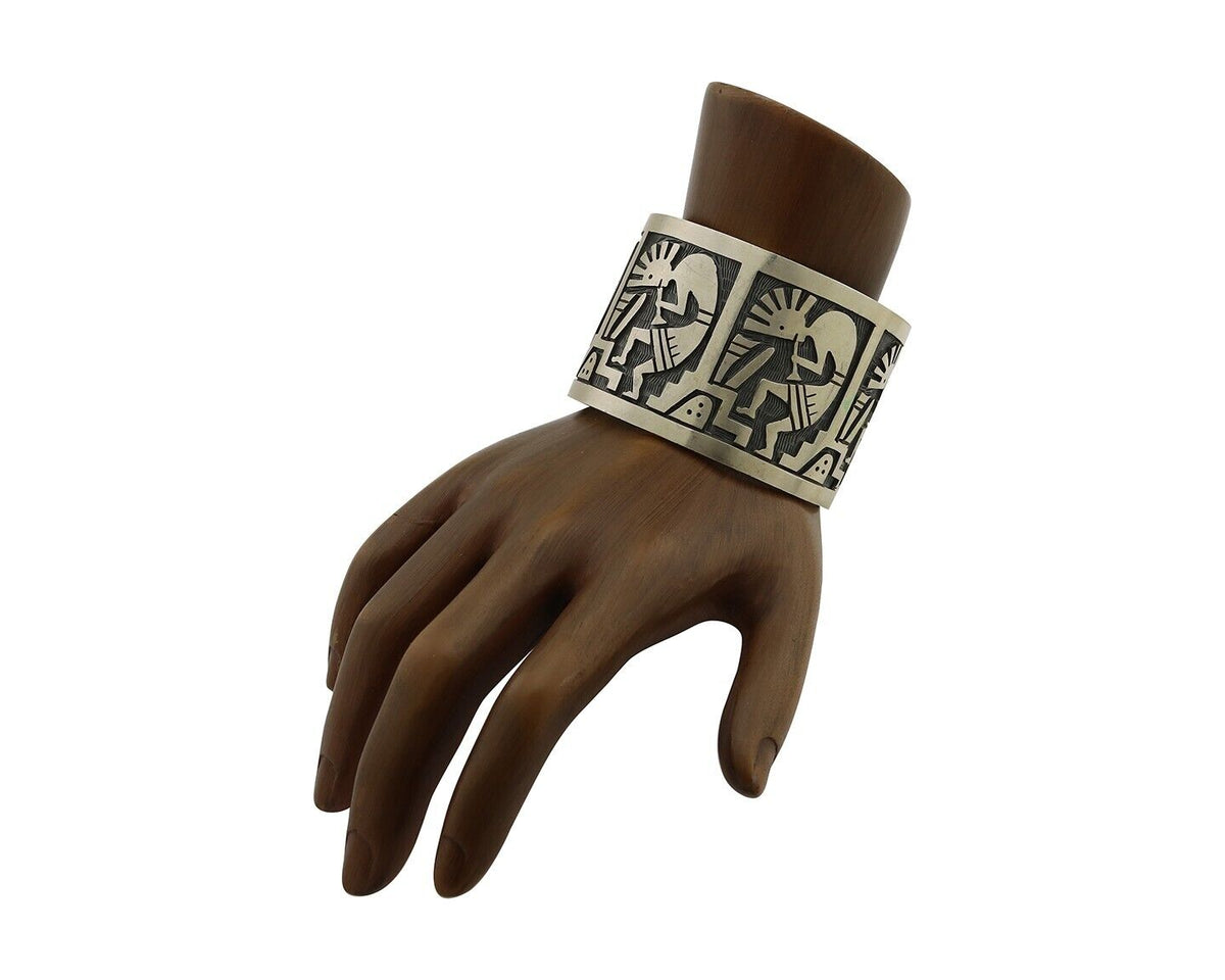 Navajo Kokopelli Bracelet 925 Silver Native American Artist Handmade C.80's