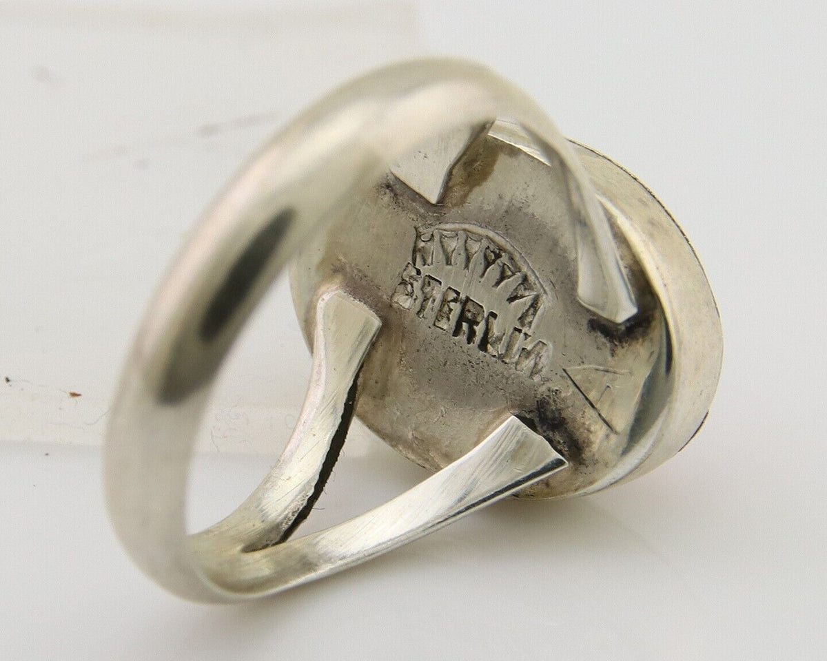 Navajo Ring 925 Sterling Silver Natural Gemstones Artist Signed Sunrise C.80's