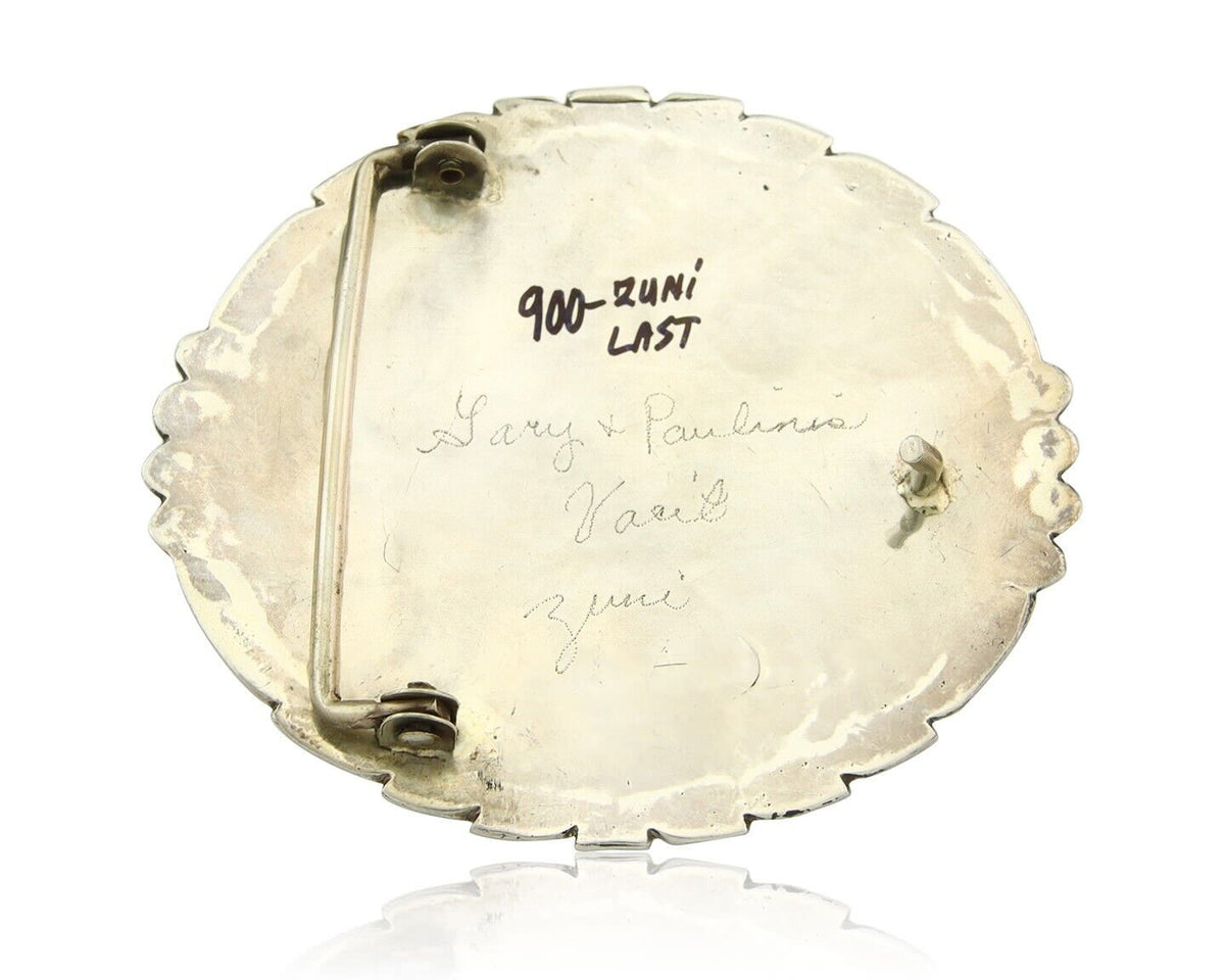 Zuni Belt Buckle 925 Sterling Silver Signed Gary & Paulinis Vacit c.80's