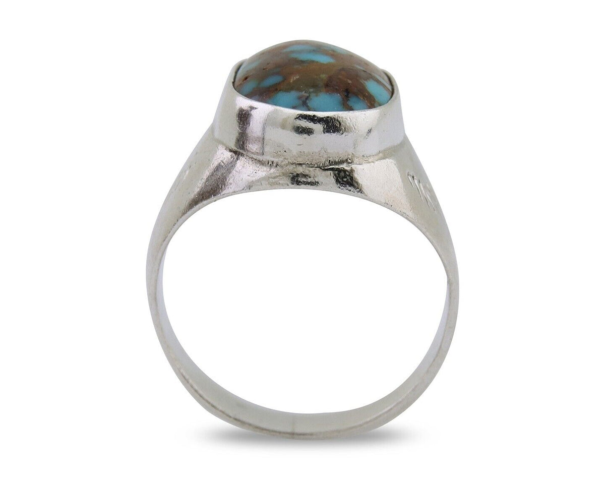 Navajo Handmade Ring 925 Silver Natural Mined Turquoise Artist C.80's