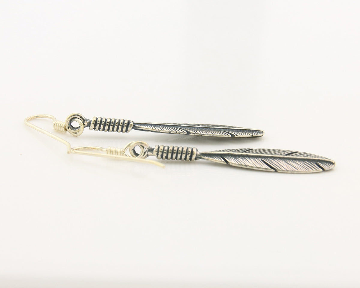 Navajo Eagle Feather Earrings Sterling Silver Dangle Vintage