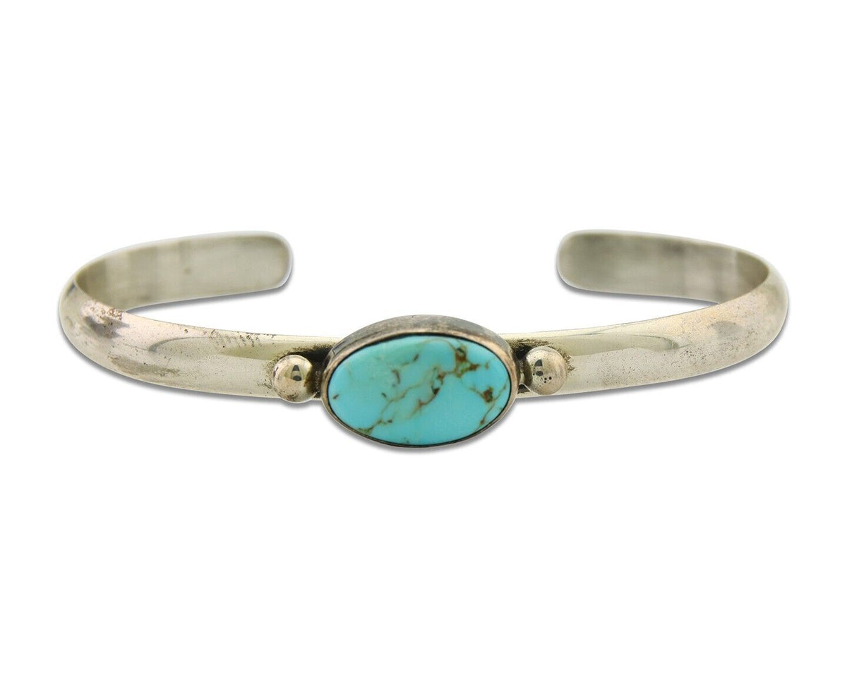 Navajo Cuff Bracelet 925 Silver Turquoise Cuff Native American Artist C.80's