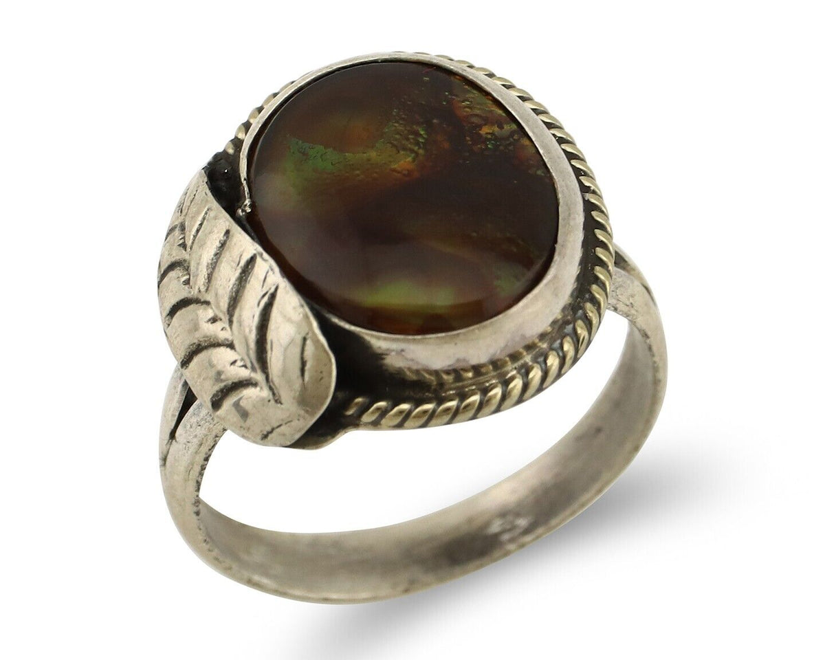 Navajo Handmade Ring 925 Silver Natural High Grade Fire Opal Native Artist C.80s