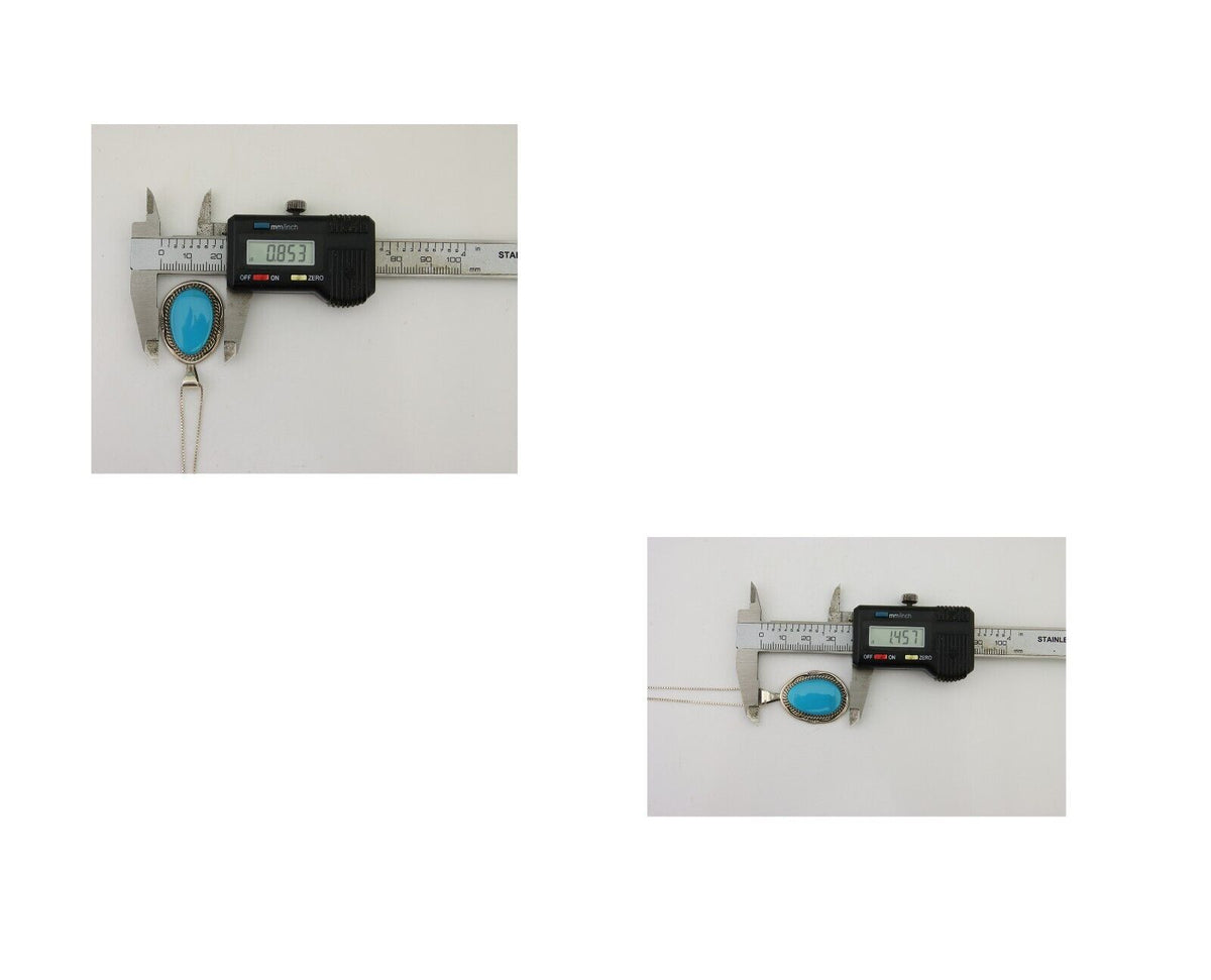 Navajo Necklace 925 Silver Natural Turquoise Artist Signed Mike Begay C.80's