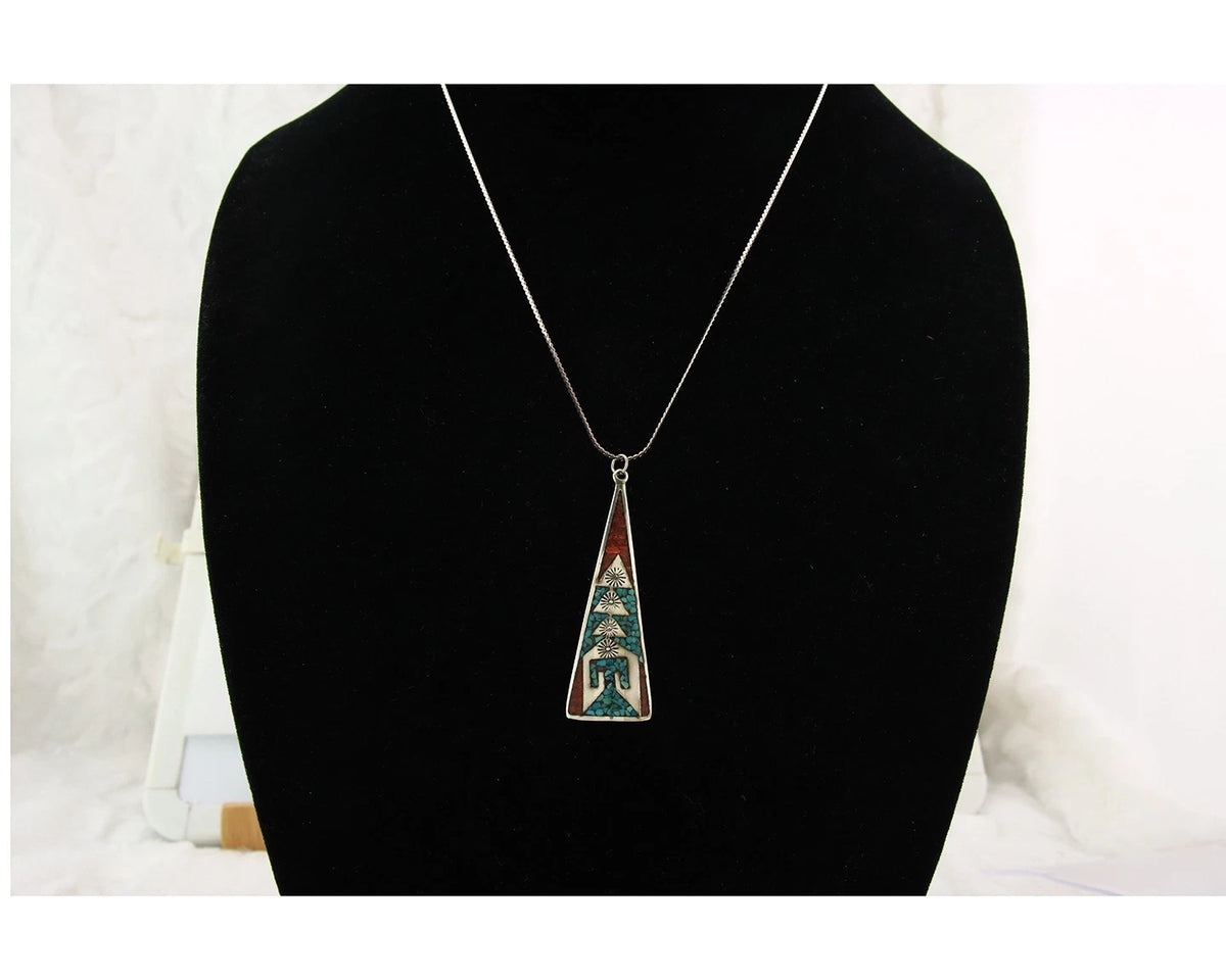 Navajo Necklace Sterling Silver Authentic Inlaid Gemstone Native American
