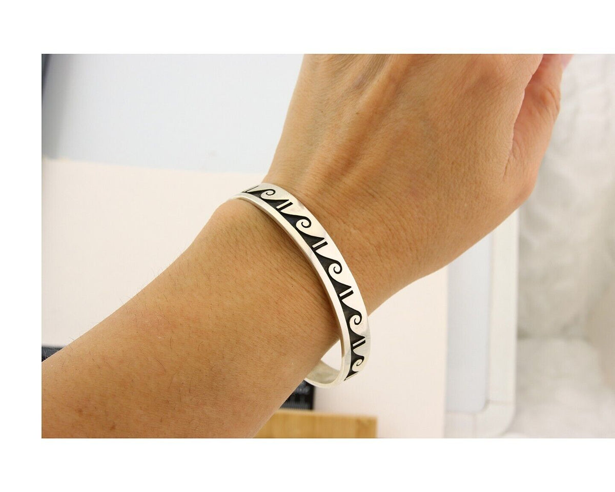 Hopi Bracelet 925 Silver Handmade Artist Signed Guy Josytewa C.80's