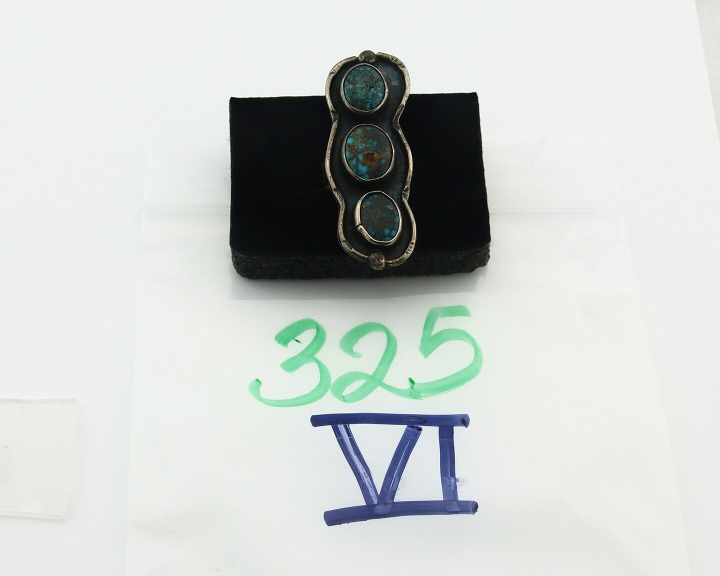 Vintage Navajo Ring 925 Sterling Silver Turquoise Signed David Zachary Size 5.0