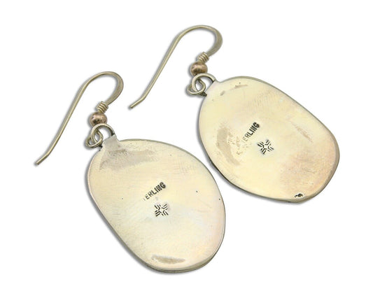 Navajo Earrings 925 Silver Natural Turquoise Artist Signed Sunwest C.80's